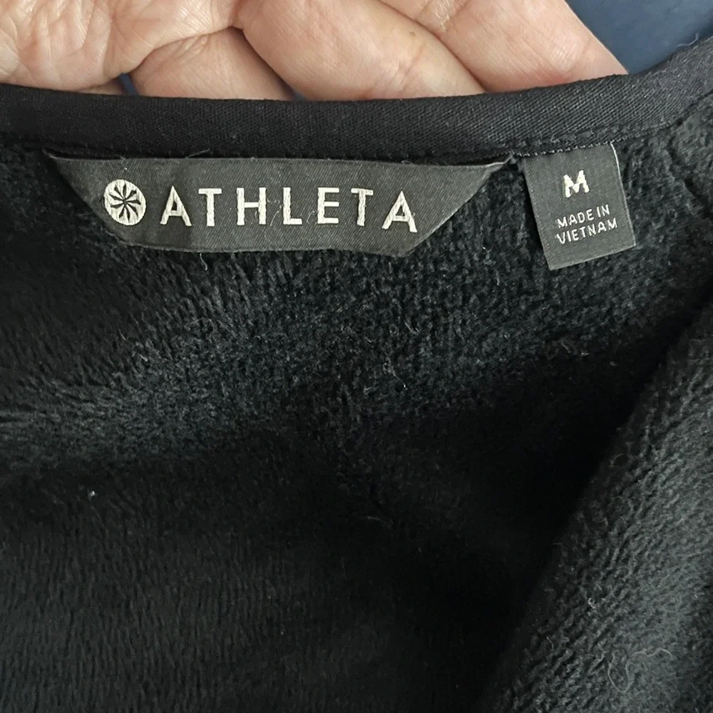 Athleta Cozy Karma Black Open Front Oversized Jacket Coat Medium